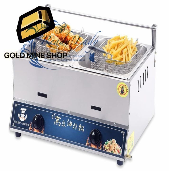 ガスフライヤー 都市ガス 2槽型フライヤー 業務用大型タイプガスフライヤー 20L 大容量 ステンレス卓上揚げ物鍋