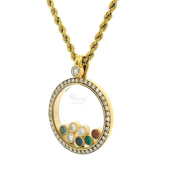 K18YGハッピーダイヤモンド ルビーサファイア　刻印あり ショパール K18YG ダイヤモンド ルビー サファイア エメラルド