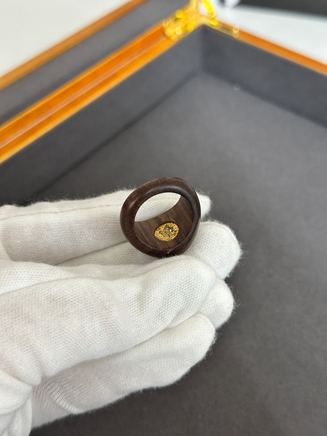 HERMES エルメス セリエ リング GP×ウッド ブラウン