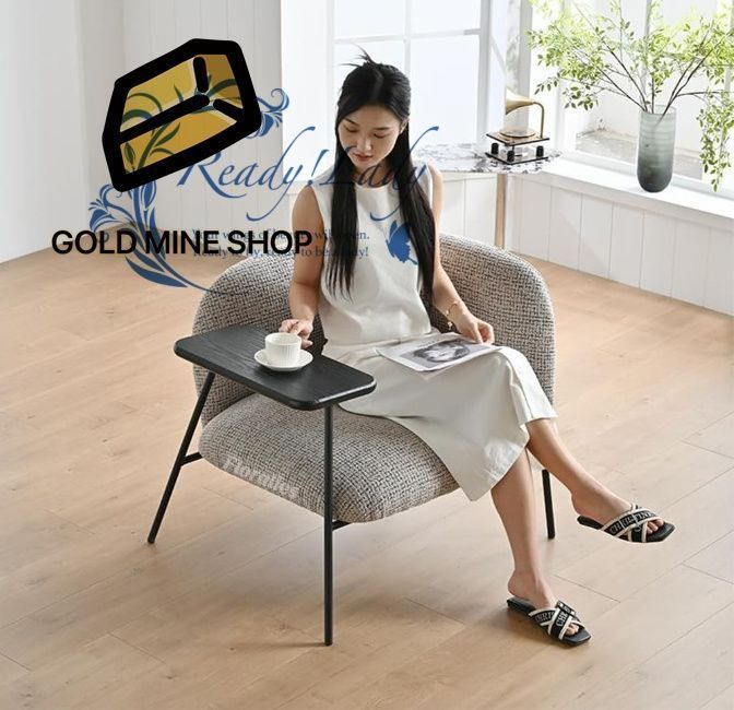 1人掛けソファ 綿麻 応接ソファ オフィス サイドテーブル付 無垢材 おしゃれ コンパクト 北欧 一人暮らし おしゃれ コンパクト グレー 1人掛け 幅90×奥行73×高さ73cm