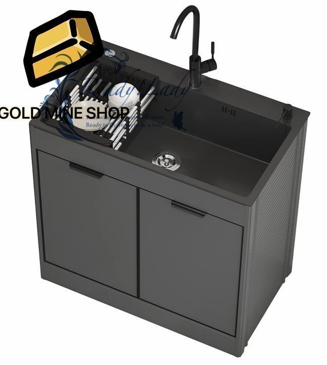 システムキッチン 流し台 シンク ガーデンシンク 洗面台 キッチンシンク 簡易流し台 システムキッチン ガレージ用大容量自立型シンク 業務用厨房簡易流し台 単水水栓付 55 45 83.5CM