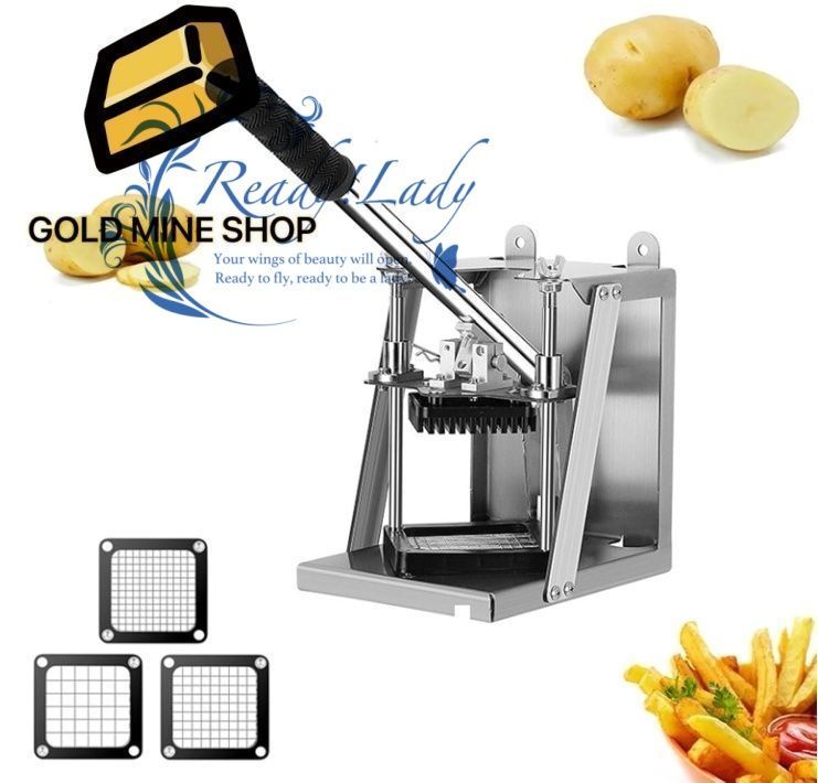 壁掛け式手動フライドポテトカッター 7mm|10mm|14mmの業務用ステンレス製ポテトスライサー ジャガイモ キュウリ ニンジン タマネギ マッシュルーム タケノコ用