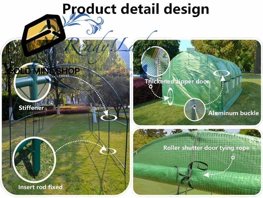 ビニールハウス 温室 大型ポータブルウォークインガーデン温室 屋外パティオホットハウス 植物温室 温室棚 用果物 野菜 植物 ガーデニング温室 Size 6x3x2.2m Green