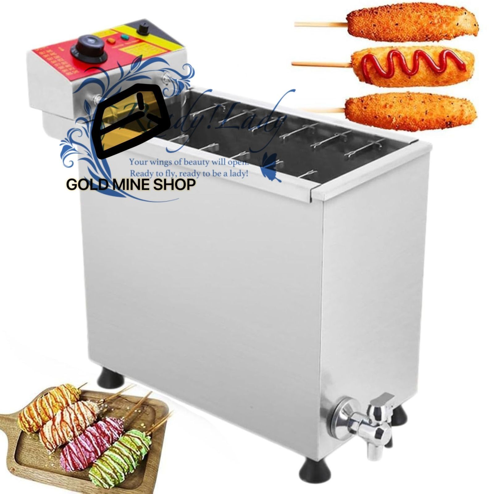 業務用チーズホットドッグフライヤー コーンドッグ電気ディープフライヤー製造機 12フックケータリング機器 レストラン用