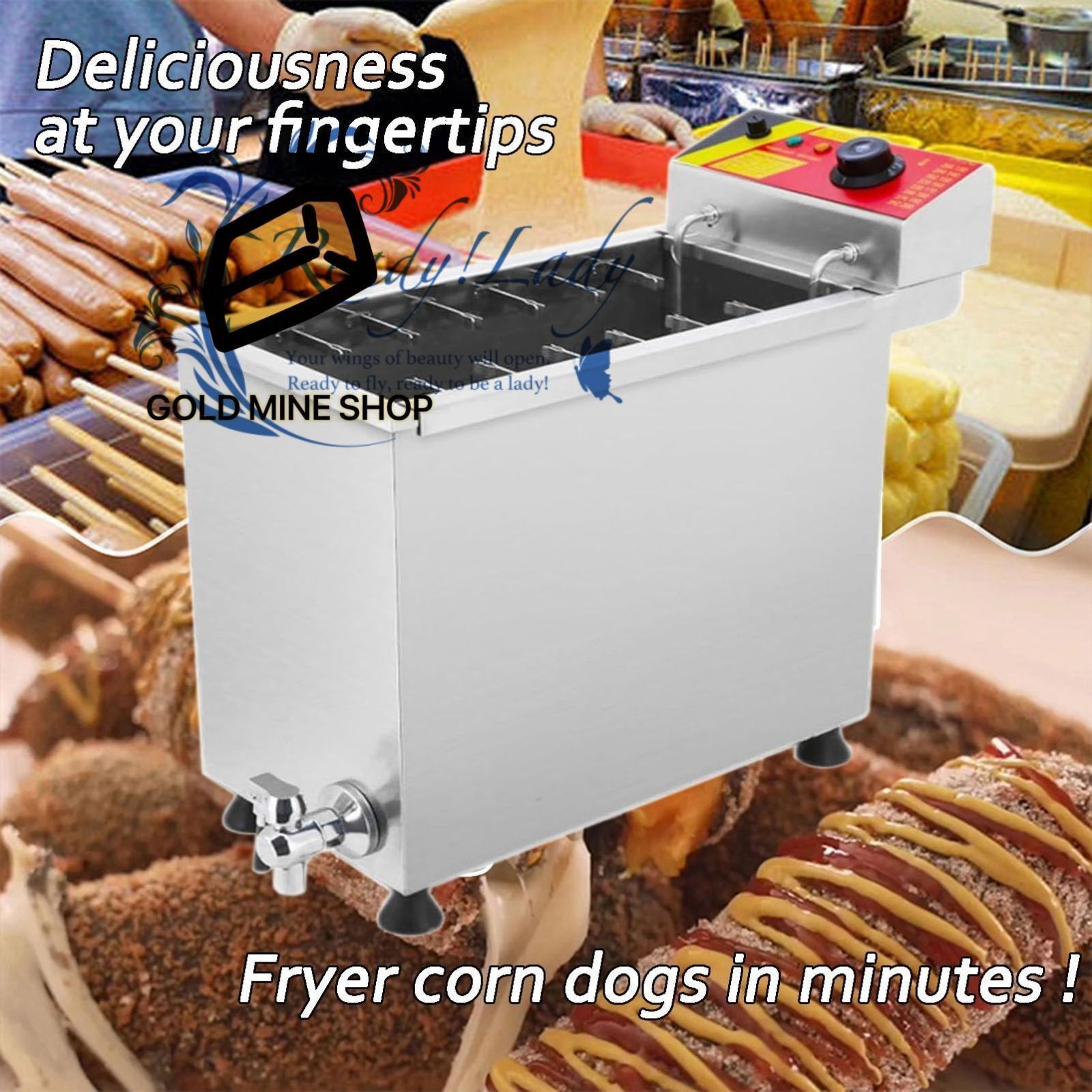 業務用チーズホットドッグフライヤー コーンドッグ電気ディープフライヤー製造機 12フックケータリング機器 レストラン用