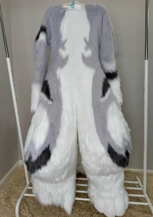 着ぐるみ ケモノ体 フルスーツ セット NO.56 グレー 灰色 全頭ヘッド ファースーツ ぬいぐるみ コスプレ コスチューム