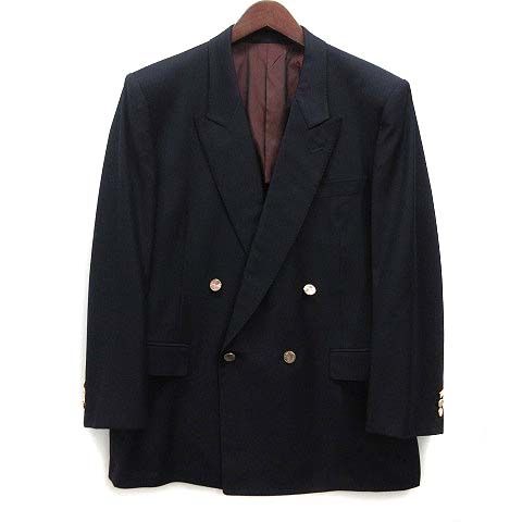 ランバン LANVIN PARIS スーツ セットアップ シェルボタン ダブル ジャケット パンツ 紺 ネイビー ST50-56