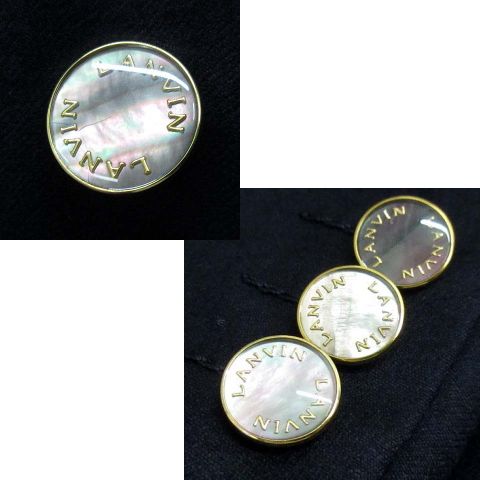 ランバン LANVIN PARIS スーツ セットアップ シェルボタン ダブル ジャケット パンツ 紺 ネイビー ST50-56 KANDAIZUMI_COM