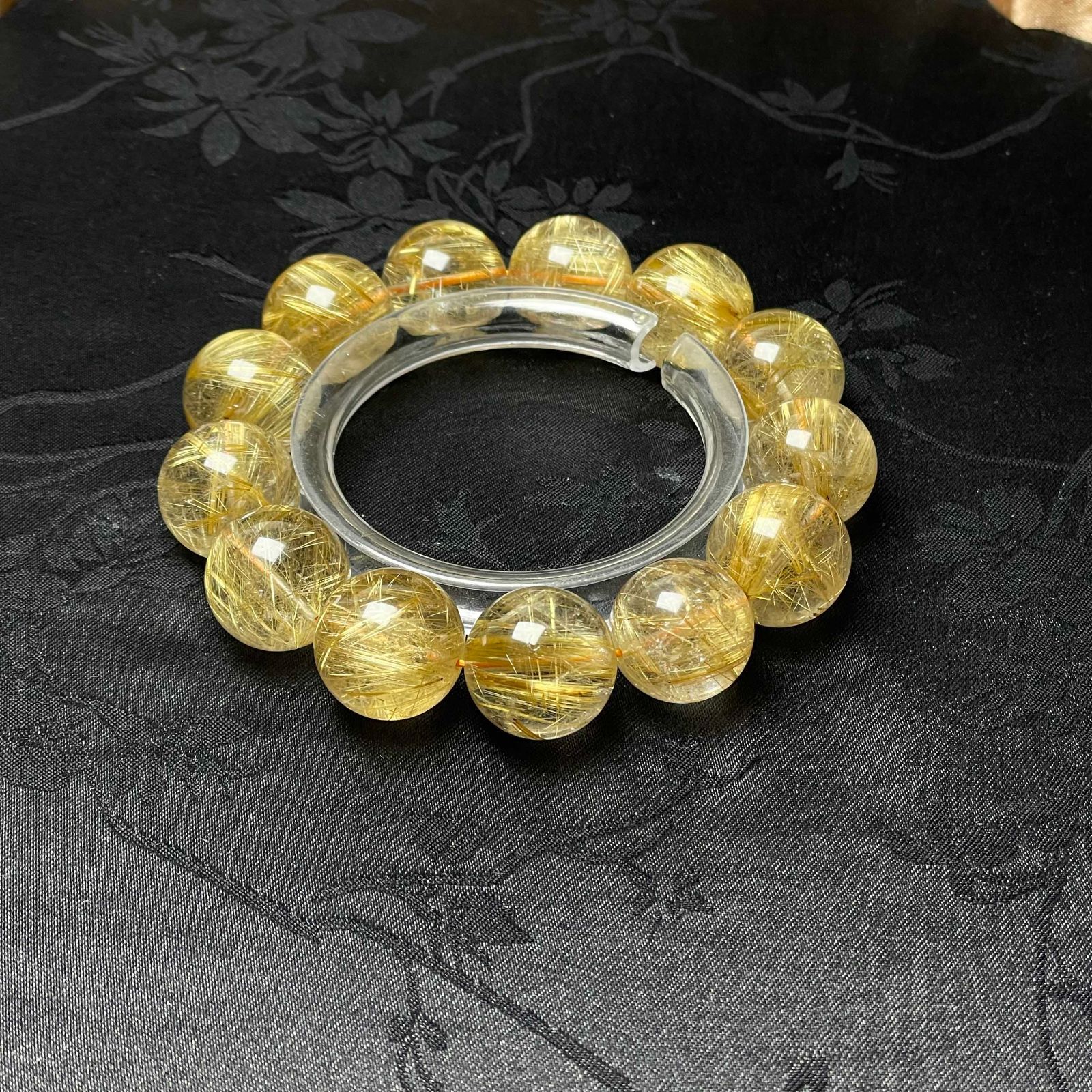 EU製 ! 満針ルチルクォーツ ブレスレット パワーストーン 天然石 金運 お守り プレゼント 16.7-17.5mm ZZ1644