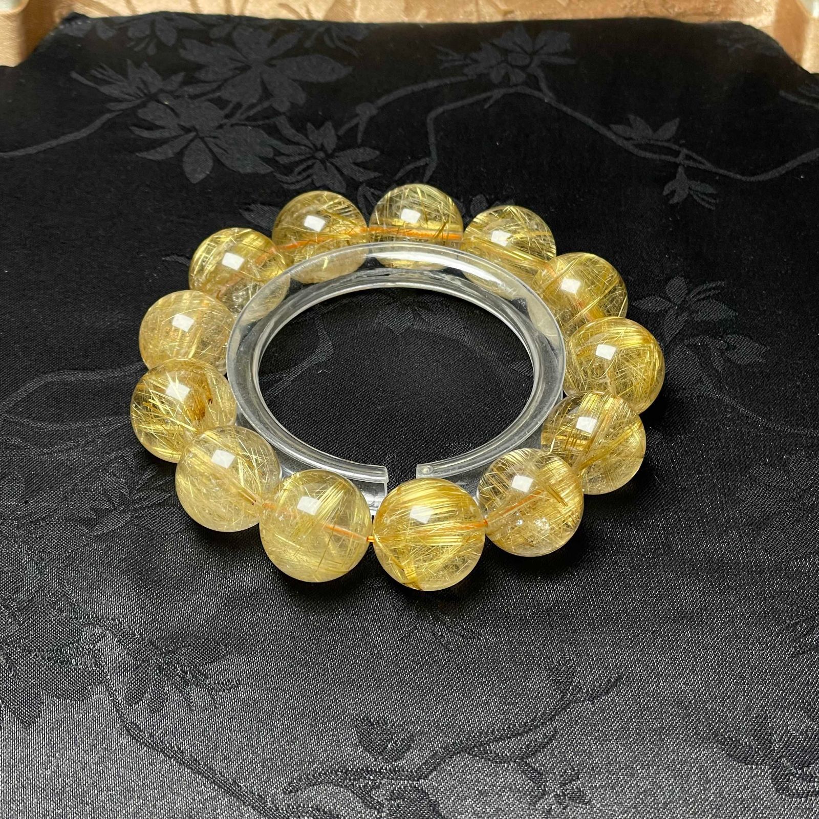 EU製 ! 満針ルチルクォーツ ブレスレット パワーストーン 天然石 金運 お守り プレゼント 16.7-17.5mm ZZ1644