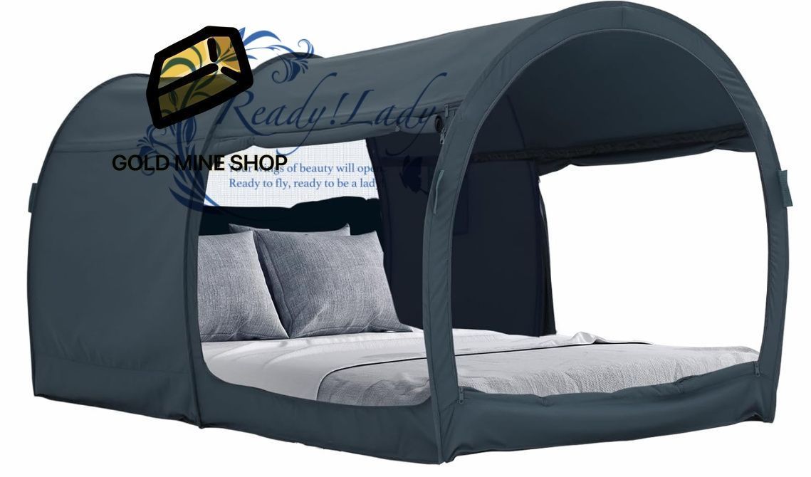 ベッドテント室内一人テント ワンタッチベッドキャノピー ぼっちテント シェルター 屋内プライバシーポップアップ 遮光テント 数秒取立 暖かい ブラック マットレスは含まれません
