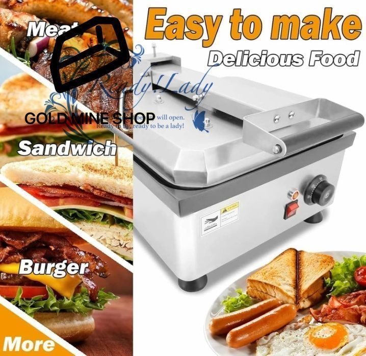 2150W業務用サンドイッチメーカー ポータブルステンレススチールパニーニベーキングマシン 温度制御 ノンスティックコーティング レストラン スナックバー フードトラック カフェテリア向け