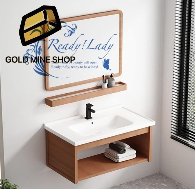 洗面台 洗面ボール 陶器製 洗面シンク 洗面化粧台 キャビネット シンク コンボ 小さなスペース用 バスルーム シンク キャビネット バスルーム シンク 洗面台 鏡付き 壁掛け 80x44x34cm