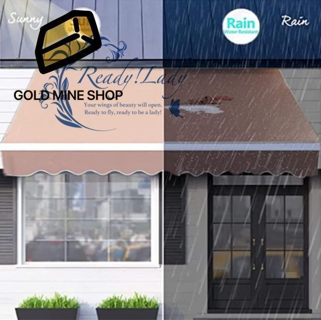 フィートの大きなパティオオーニング 巻き取り シェードクランク付き格納式オーニング アンチUVおよび防水ひさし 屋根 後付け オーニングテントオーニングテント 雨よけ 3 1.5M