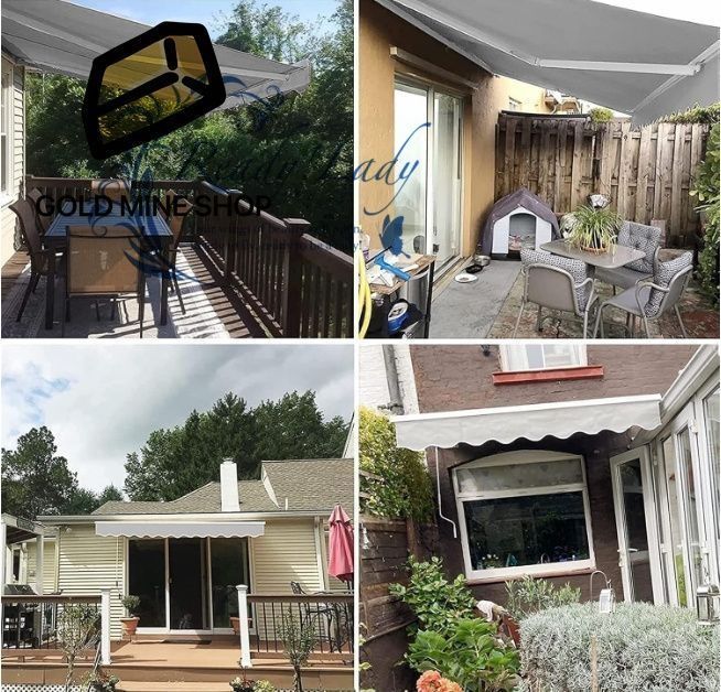  フィートの大きなパティオオーニング 巻き取り シェードクランク付き格納式オーニング アンチUVおよび防水ひさし 屋根 後付け オーニングテントオーニングテント 雨よけ 3 1.5 M 屋根 バルコニー 住宅設備