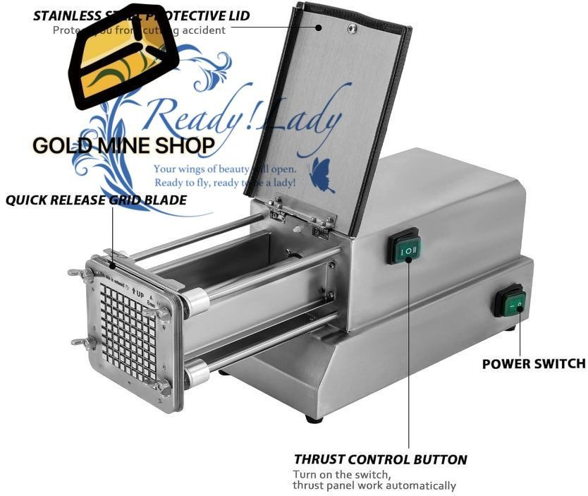 プロフェッショナルフライドポテトカッター 4枚刃ポータブル電動ポテトスライサー 玉ねぎ ジャガイモ キュウリ ニンジン フルーツ用の商用グレードのステンレススチールカッターマシン WWW_OPDRERGINERDOGAN_COM