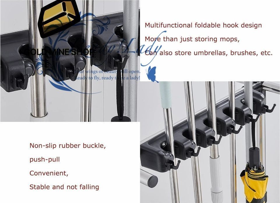 床取り付けモップラック