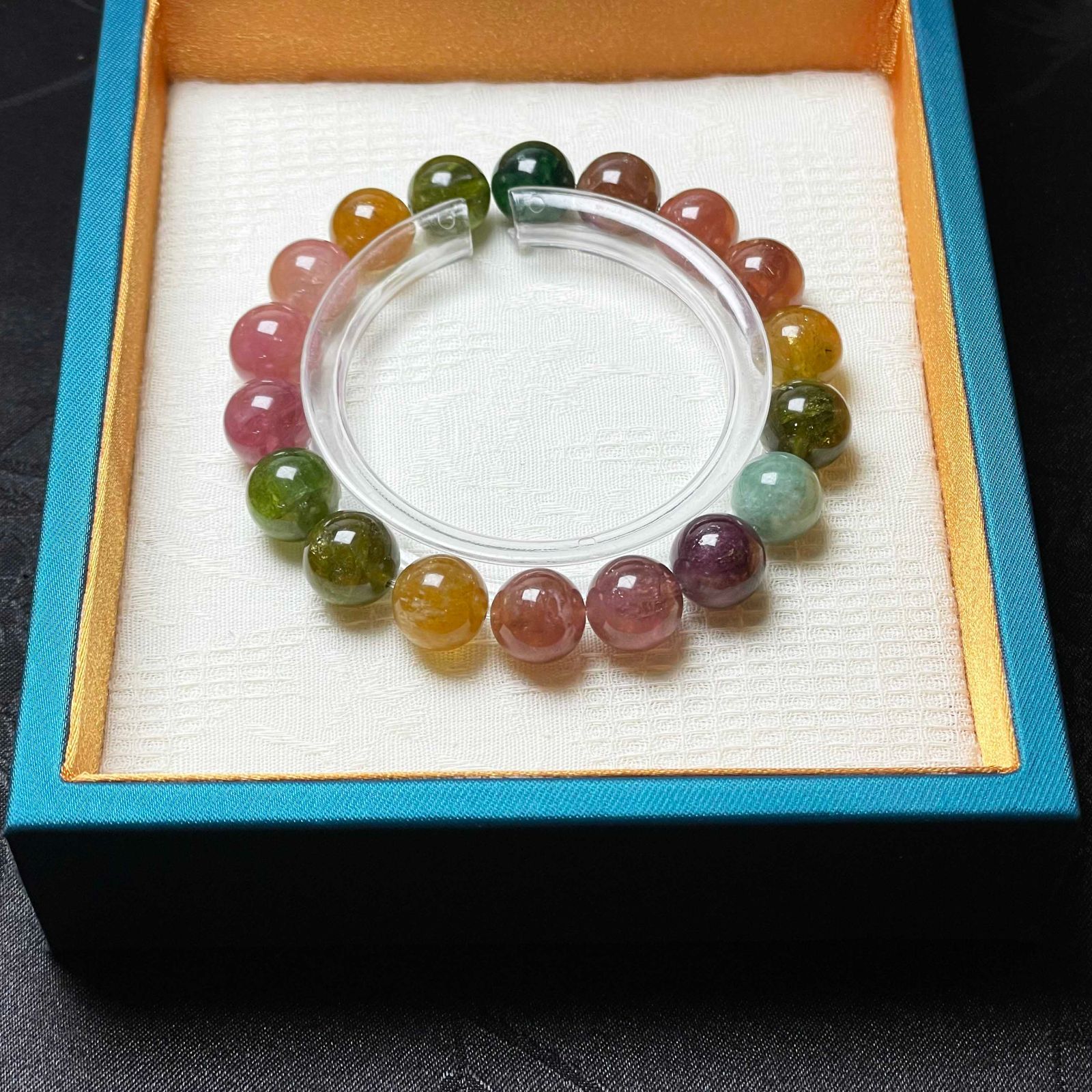 EU製 ミックス トルマリン ブレスレット パワーストーン 天然石 お守り プレゼント 約10.7-11.2mm ZZ1647
