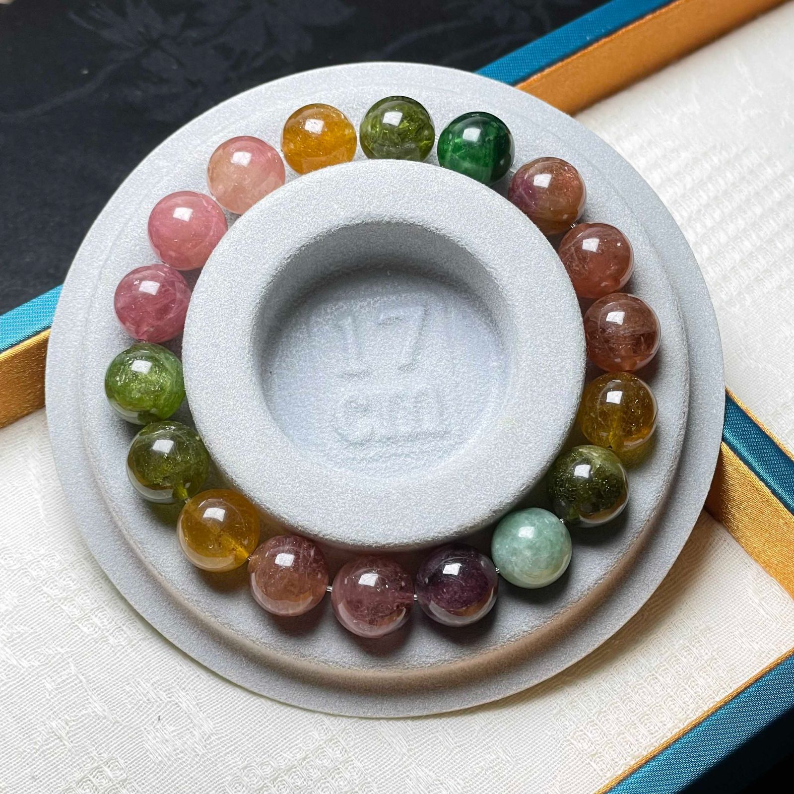 EU製 ミックス トルマリン ブレスレット パワーストーン 天然石 お守り プレゼント 約10.7-11.2mm ZZ1647 FORTGASGNV_COM_BR