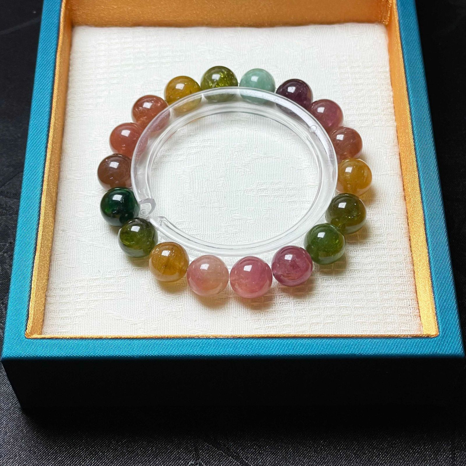 EU製 ミックス トルマリン ブレスレット パワーストーン 天然石 お守り プレゼント 約10.7-11.2mm ZZ1647