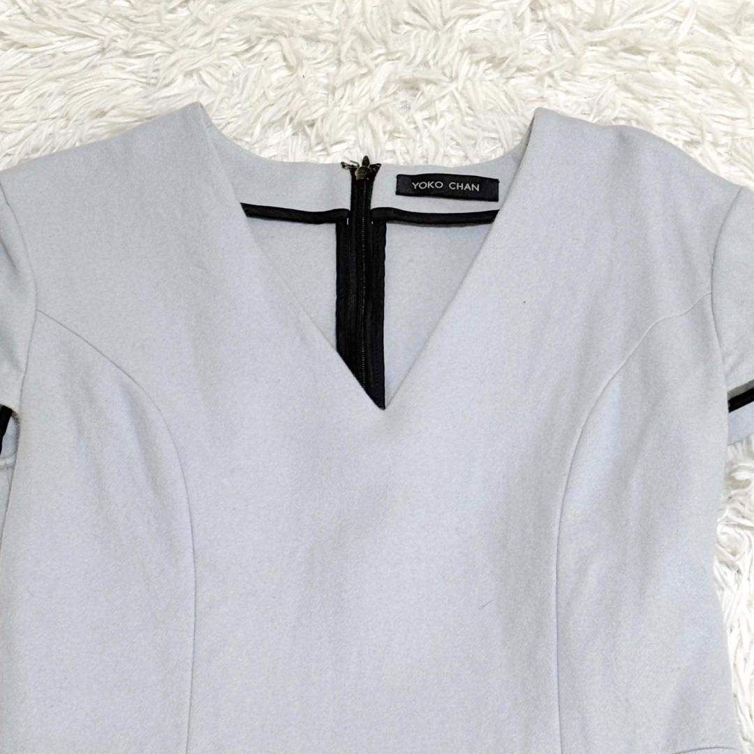 YOKOCHAN 半袖 ひざ丈ウールフ ワンピース 38 水色