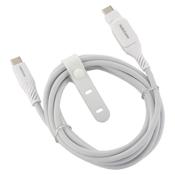 【新品・7営業日以内発送】オーム電機 SMT-L20SS100N さらさらUSBケーブル USB Type C to C 片側スイング式／PD対応／2m／ナイロンメッシュ素材／グレー SMTL20SS100N【沖縄離島販売不可】