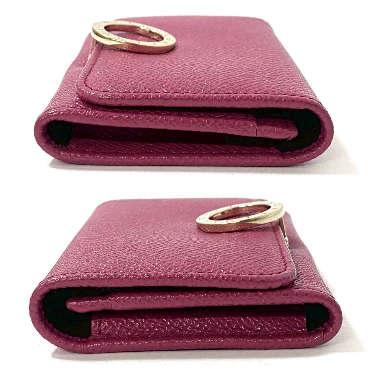 BVLGARI】ロゴクリップ カードケース 名刺入れ レザー ダークピンク