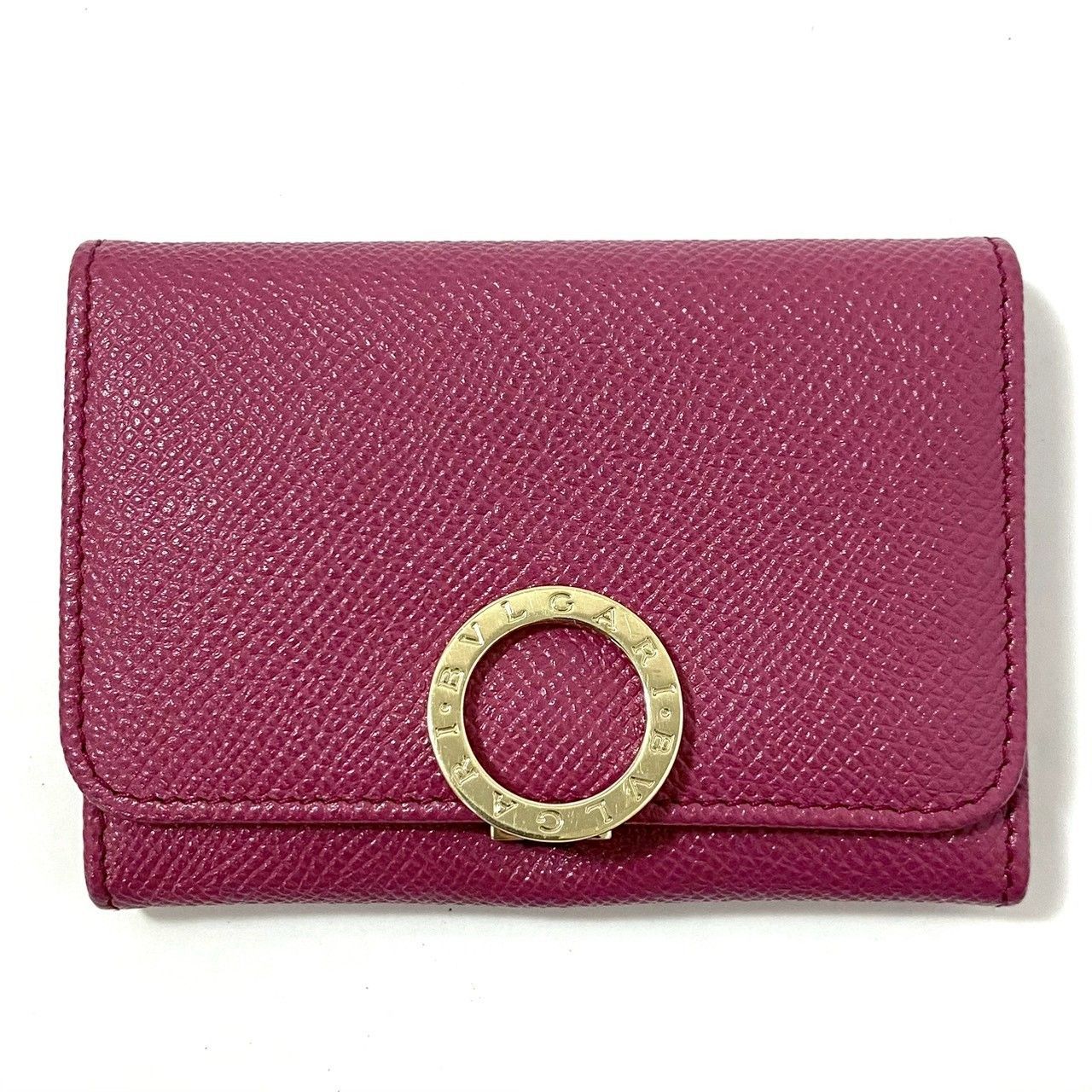BVLGARI ロゴクリップ カードケース 名刺入れ レザー ダークピンク 286293 ブルガリ M-365