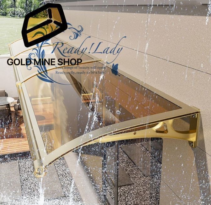 後付け 雨よけ 庇 テラス ひさし雨よけ玄関屋根 後付け庇 日よけ ウッドデッキ ベランダ アと窓用の屋外キャノピー 天蓋 屋根材 窓の庇ひさし雨よけ テラス屋根雨雪保護 アルミ合金ブラケット L100*W120cm