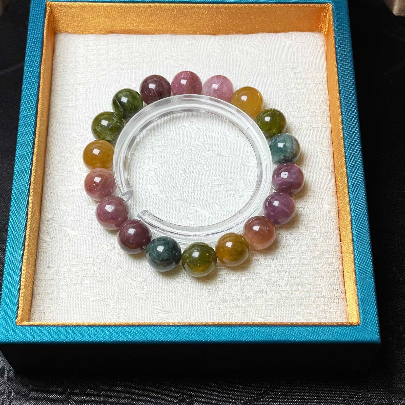 上級 EU製 ミックス トルマリン ブレスレット パワーストーン 天然石 お守り プレゼント 約10.8-11.2mmZZ1649