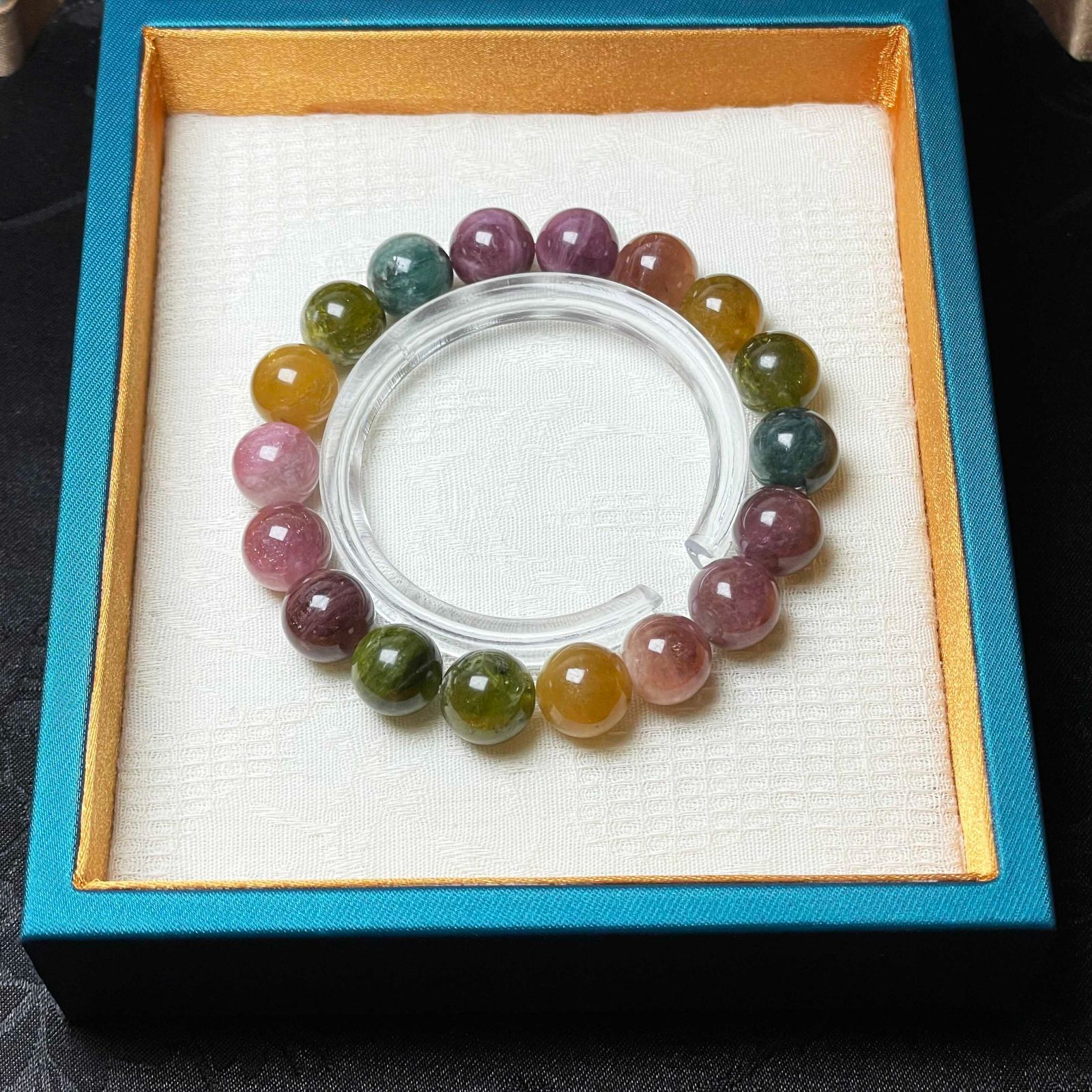 上級 EU製 ミックス トルマリン ブレスレット パワーストーン 天然石 お守り プレゼント 約10.8-11.2mmZZ1649