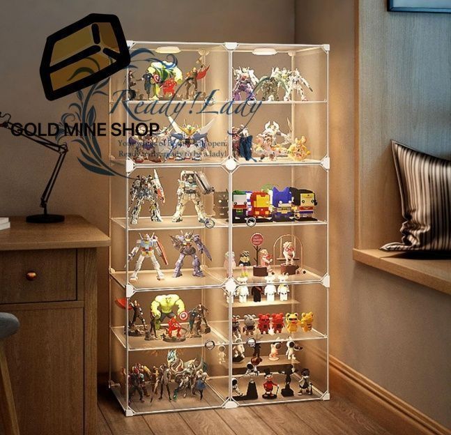 フィギュアラック 大容量 HD透明 フィギュアケース ディスプレイラック ションケース ディスプレイケース ボックス ショーケース 収納棚 整理棚 収納ボックス 耐久性 省スペース 多用途 透明 組み立て式 2列6層 LED