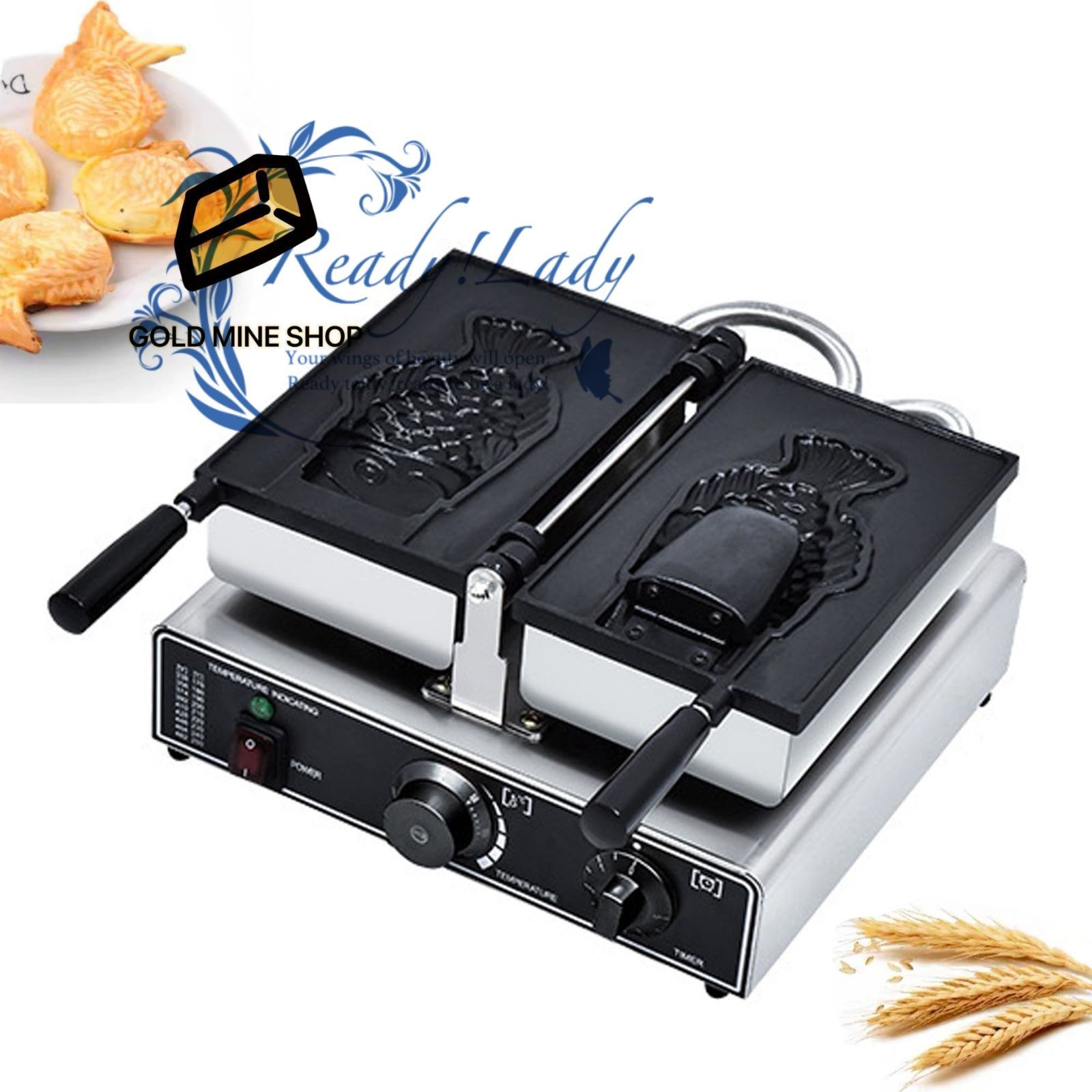 たい焼き器 鯛焼きメーカー 電気たい焼き機 電気加熱たい焼き焙煎機 1枚焼き開口式 時間 温度制御機能付き 取り外し な受け皿