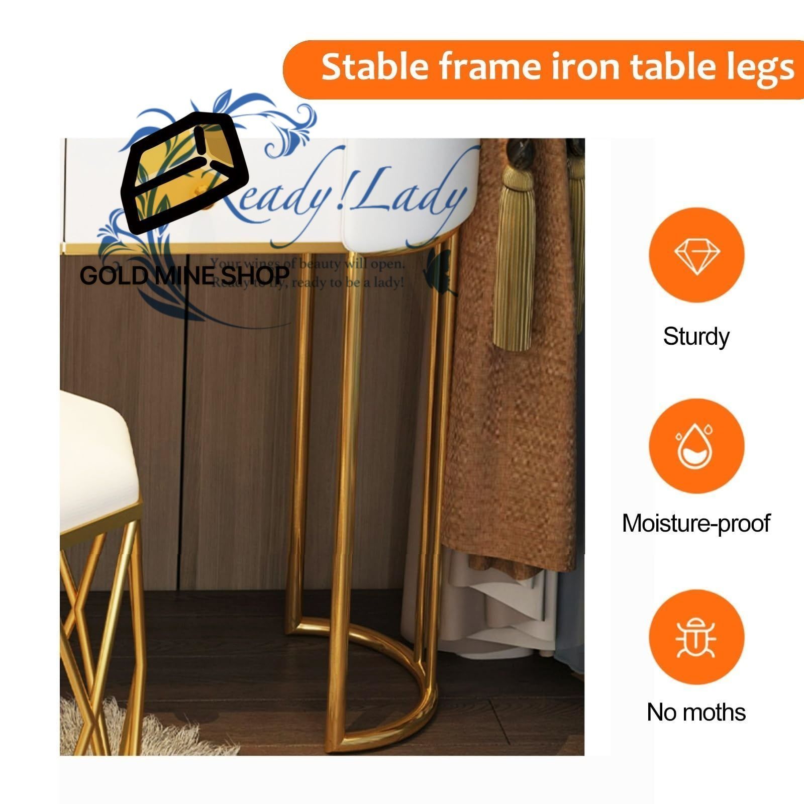 つの引き出し付き化粧台セット Pink