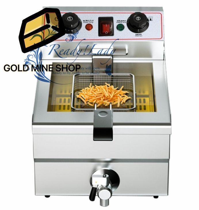 業務用ディープフライヤー 10L 10.5QT 容量の電気式ディープフライヤー 排水口 バスケット 蓋 タイマーコントローラー付き カウンタートップステンレススチール 温度制御付きフライマシン 家庭用および業務用
