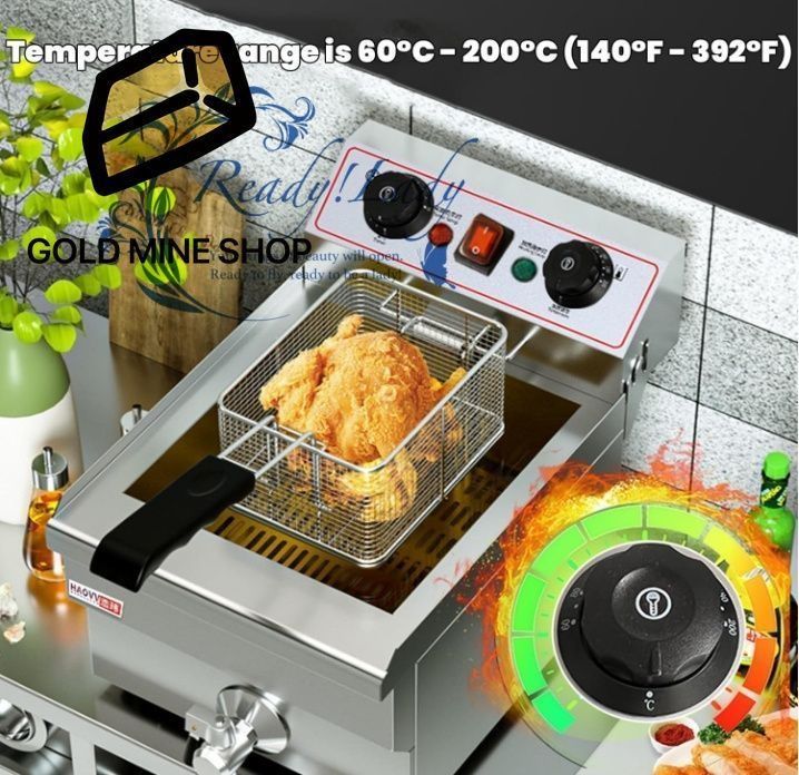 業務用ディープフライヤー 10L 10.5QT 容量の電気式ディープフライヤー 排水口 バスケット 蓋 タイマーコントローラー付き カウンタートップステンレススチール 温度制御付きフライマシン 家庭用および業務用