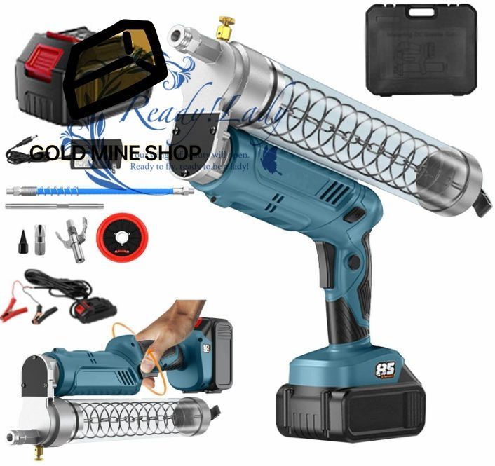 電動グリスガン 手持ち式 回転式 充電式 コードレス グリースガン 12000PSI高圧 容量600cc 樽型用 ケムシ型用 1台2役 掘削機グリースガン 農業機械 車 オートバイのメンテナンス 船舶用機器 KWT-85 電池ケーブル付き