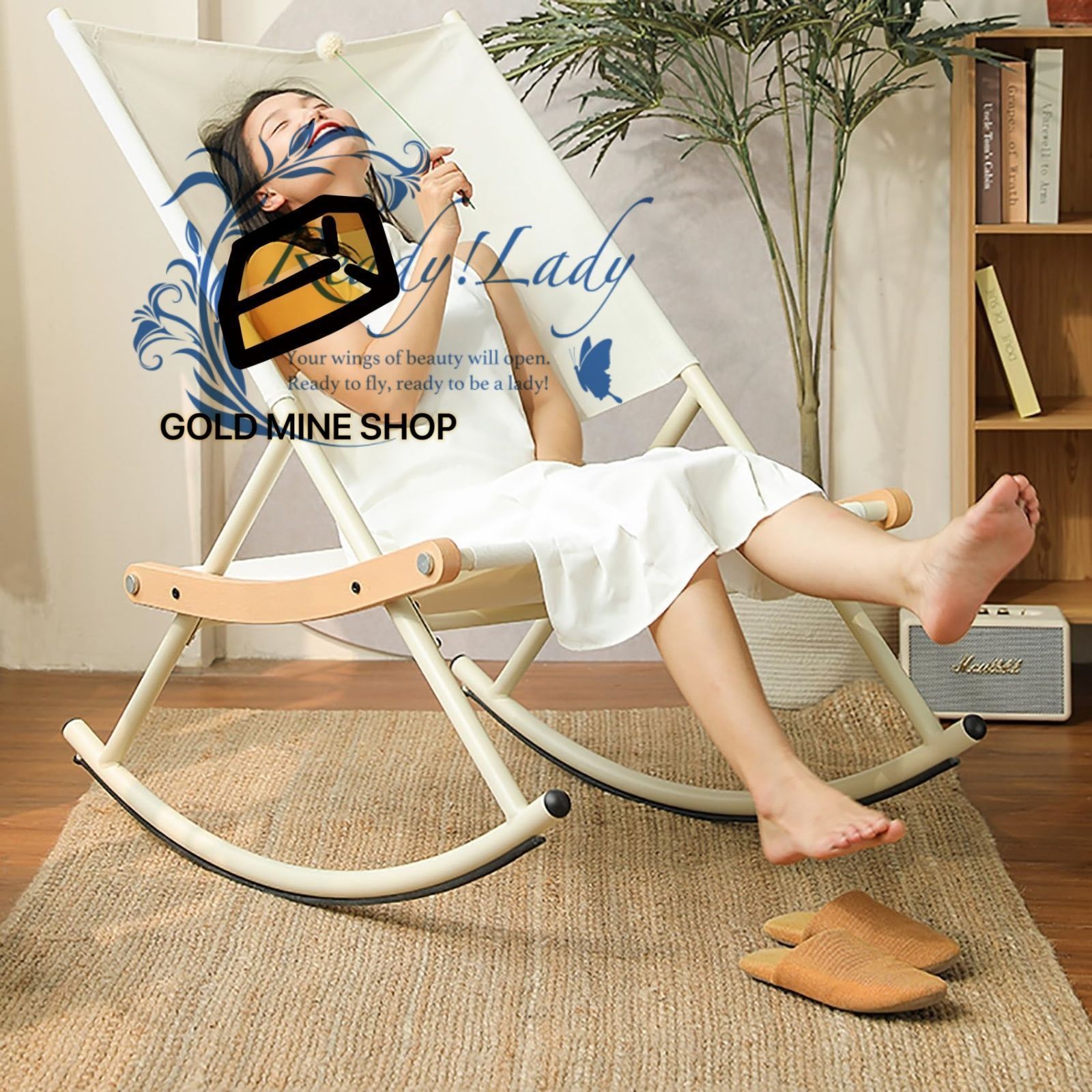ロッキングチェア リビングルームのロッキングチェア ラウンジチェア 昼寝椅子 リクライニンク゛チェア リラックスチェア 寸法 76x103x109cm 簡単に組立 客間 寝室 家庭用 グレーマットは含まない