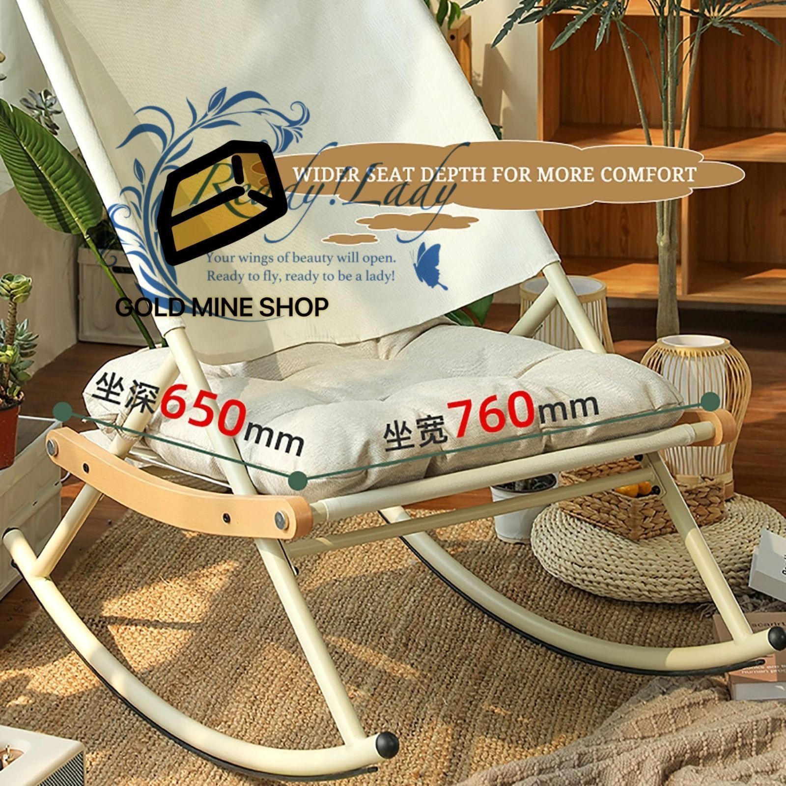 ロッキングチェア リビングルームのロッキングチェア ラウンジチェア 昼寝椅子 リクライニンク゛チェア リラックスチェア 寸法 76x103x109cm 簡単に組立 客間 寝室 家庭用 グレーマットは含まない MARWIL-DEMENAGEMENTS_CH