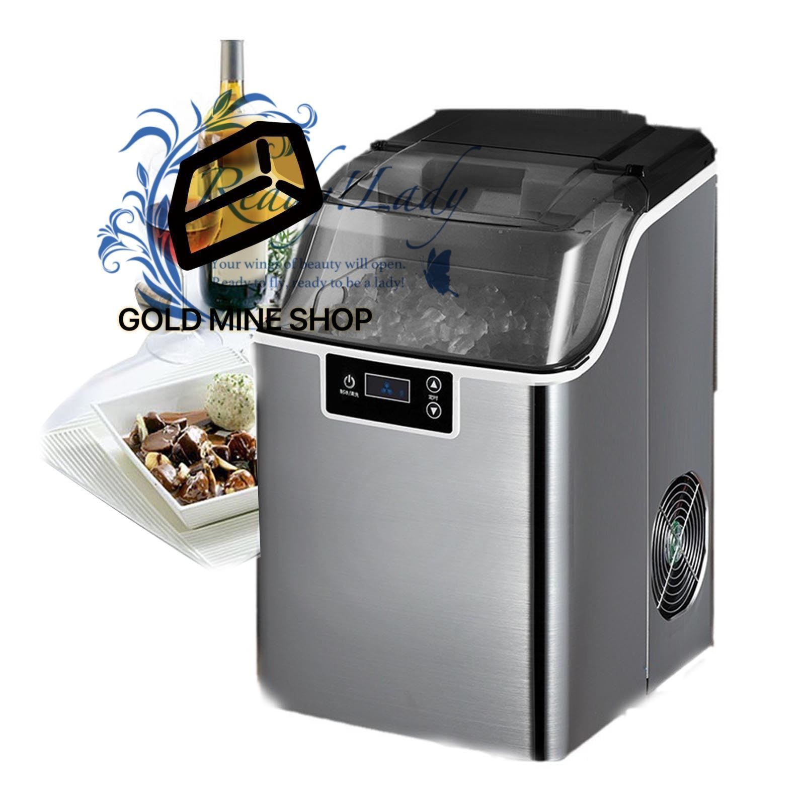 製氷機カウンタートップ アイススクープとバスケット付きセルフクリーニング氷 LEDディスプレイ 2.3L水タンク 家庭 キッチン バー用ポータブルアイスキューブメーカーマシン