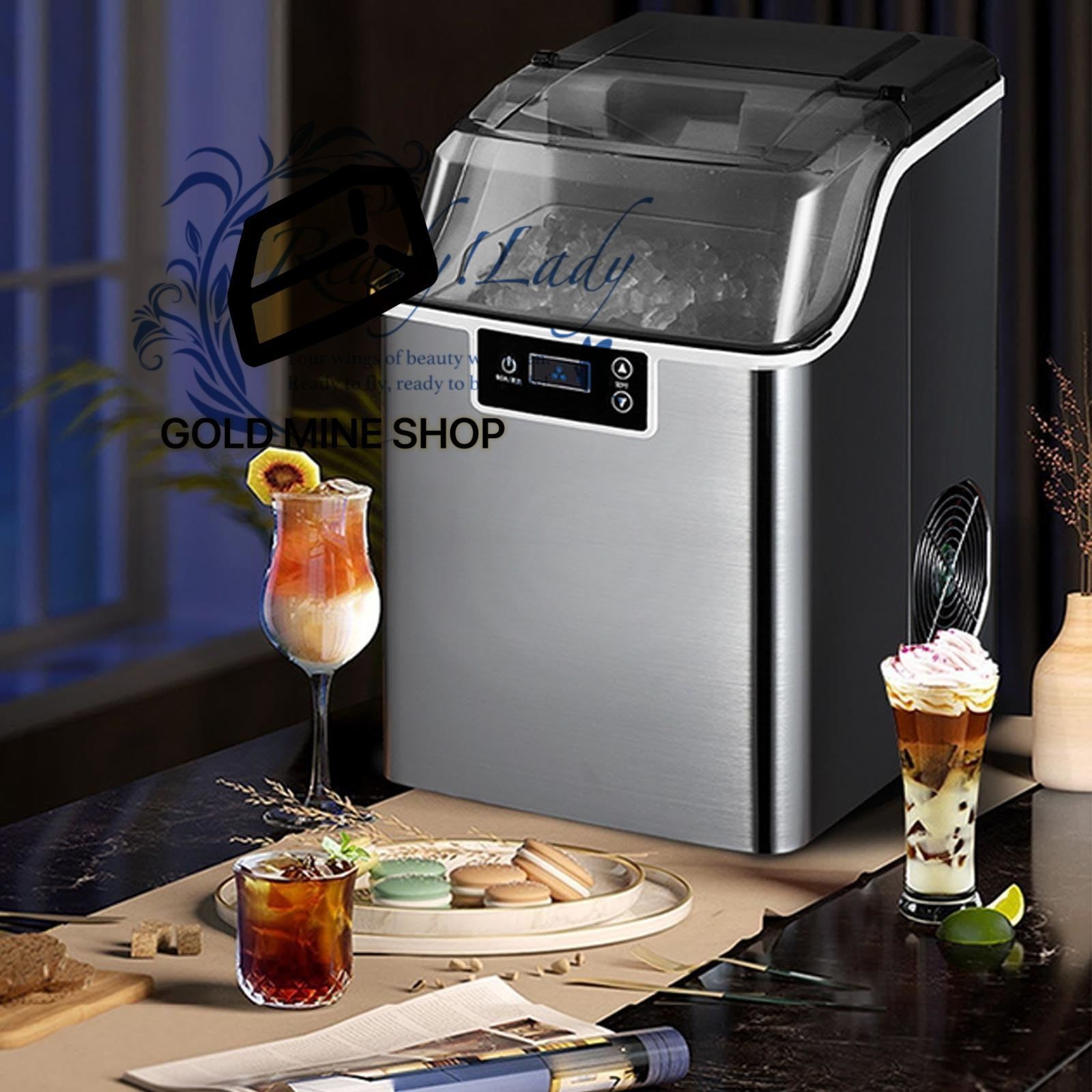 製氷機カウンタートップ アイススクープとバスケット付きセルフクリーニング氷 LEDディスプレイ 2.3L水タンク 家庭 キッチン バー用ポータブルアイスキューブメーカーマシン