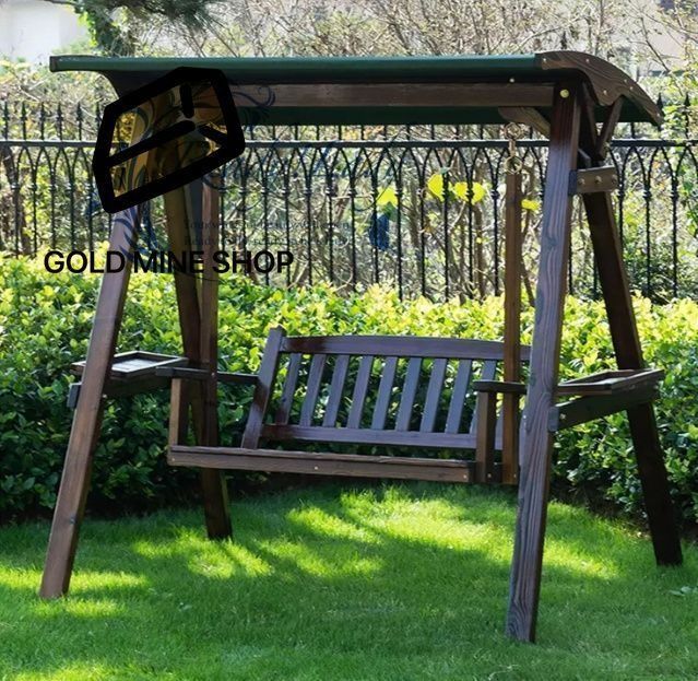 ブランコ 木製 ブランコ 屋外 二人乗り ぶらんこ 屋根付き 2人用 庭 ガーデニング 屋外 大型 遊具 ガーデン 木製ベンチスイング 室内 ガーデンスイングチェア 2人用 が付いている 緑色の屋根