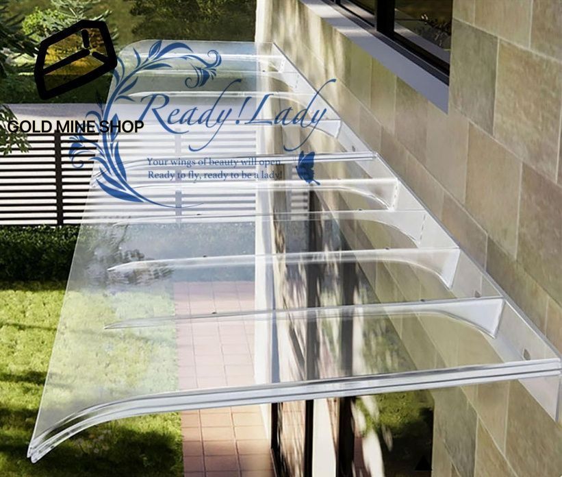 屋根庇 ひさし 窓の庇ひさし雨よけ 住宅庇 雨よけ テラス屋根 後付け 梅雨対策 住宅用 テラス 玄関 屋根ひ 透明 ポリカーボネート 拡張 設置が簡単 Color ファサード Size 50 200 cm