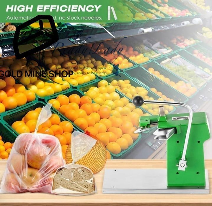 プラスチックバッグネックシーラー デスクトップ手動プラスチックバッグクリッピングマシン 8000個のU字型シーリングネイル 圧力調整 果物と野菜のロールバッグ包装機