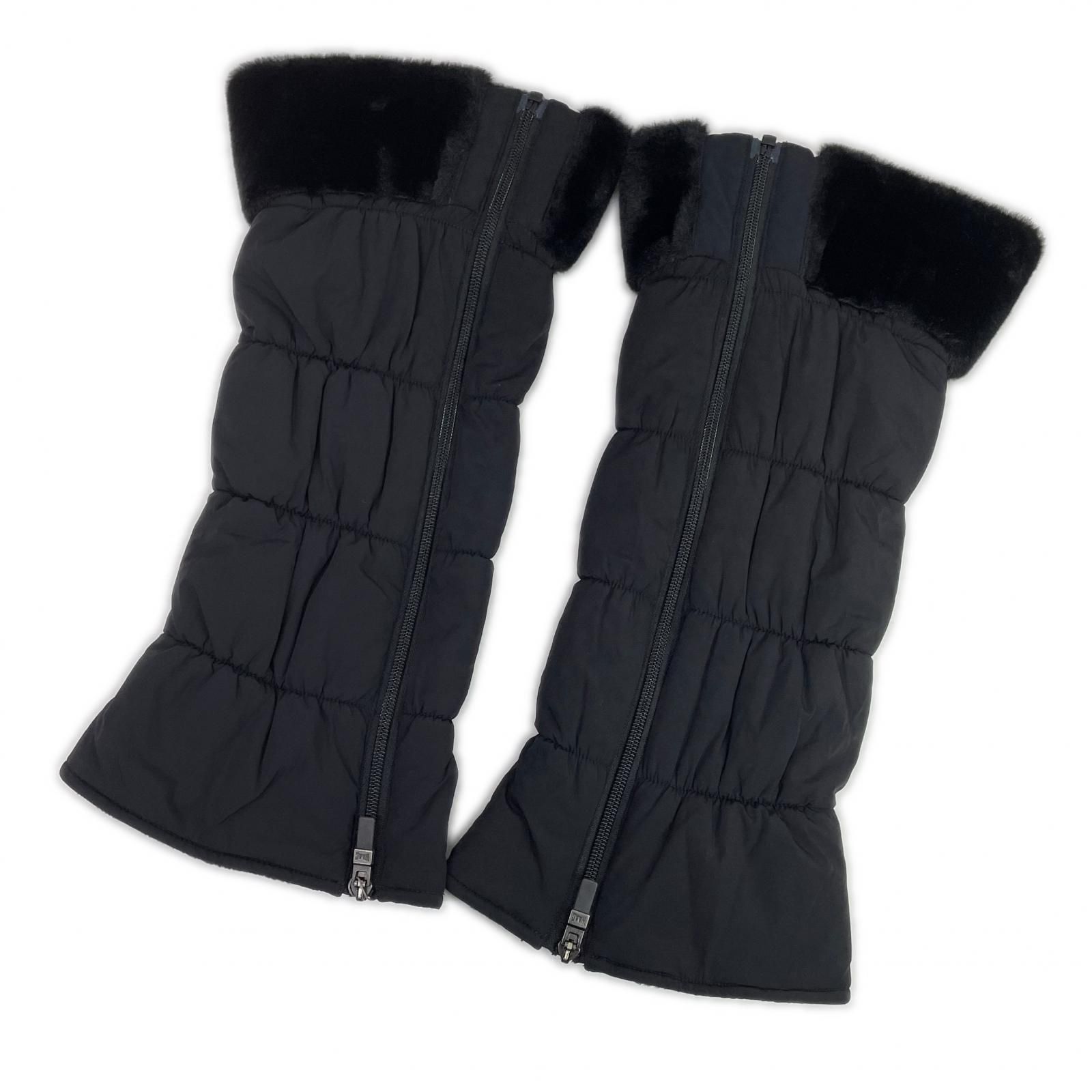 レディース ワック WAAC レッグウォーマー フリー 黒 ブラック 履き口ファー 中わた入り