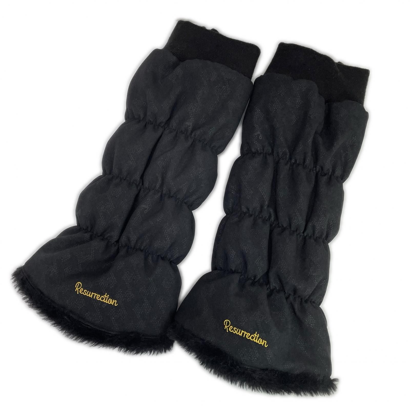 レディース レザレクション Resurrection レッグウォーマー フリー 黒 裏ファー ファスナー脱着 防寒