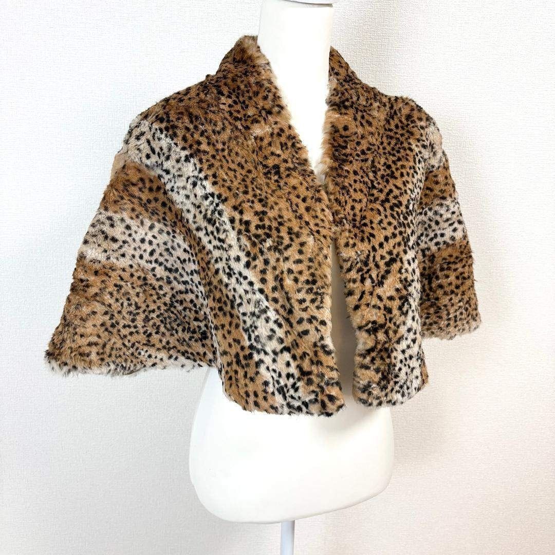 DKNY レッキスラビットファーボレロケープ 4 豹柄 レオパード