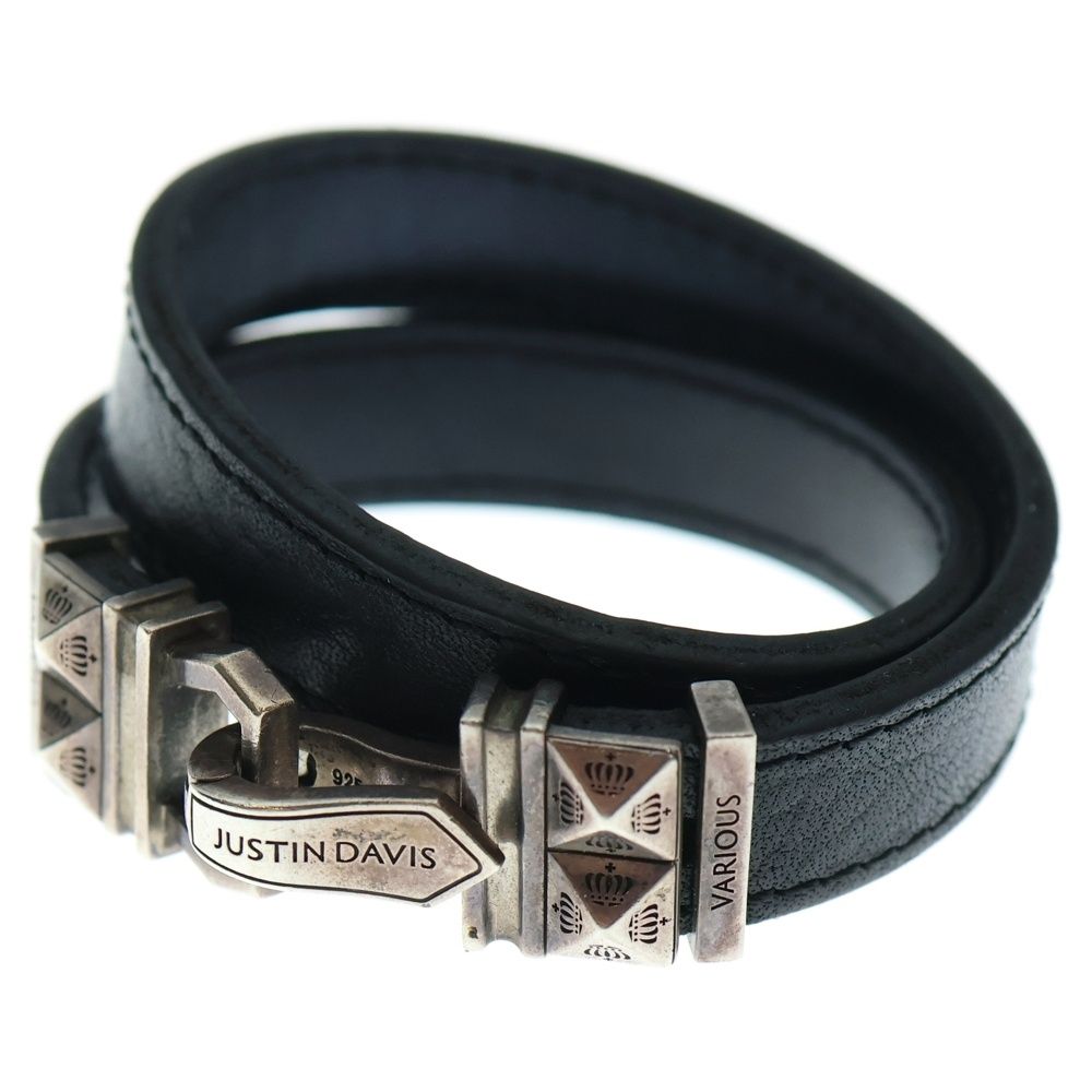 Justin Davis ジャスティンデイヴィス CAPRICE LEATHER 2WAY ダブルレザーブレスレット チョーカー シルバー ブラック