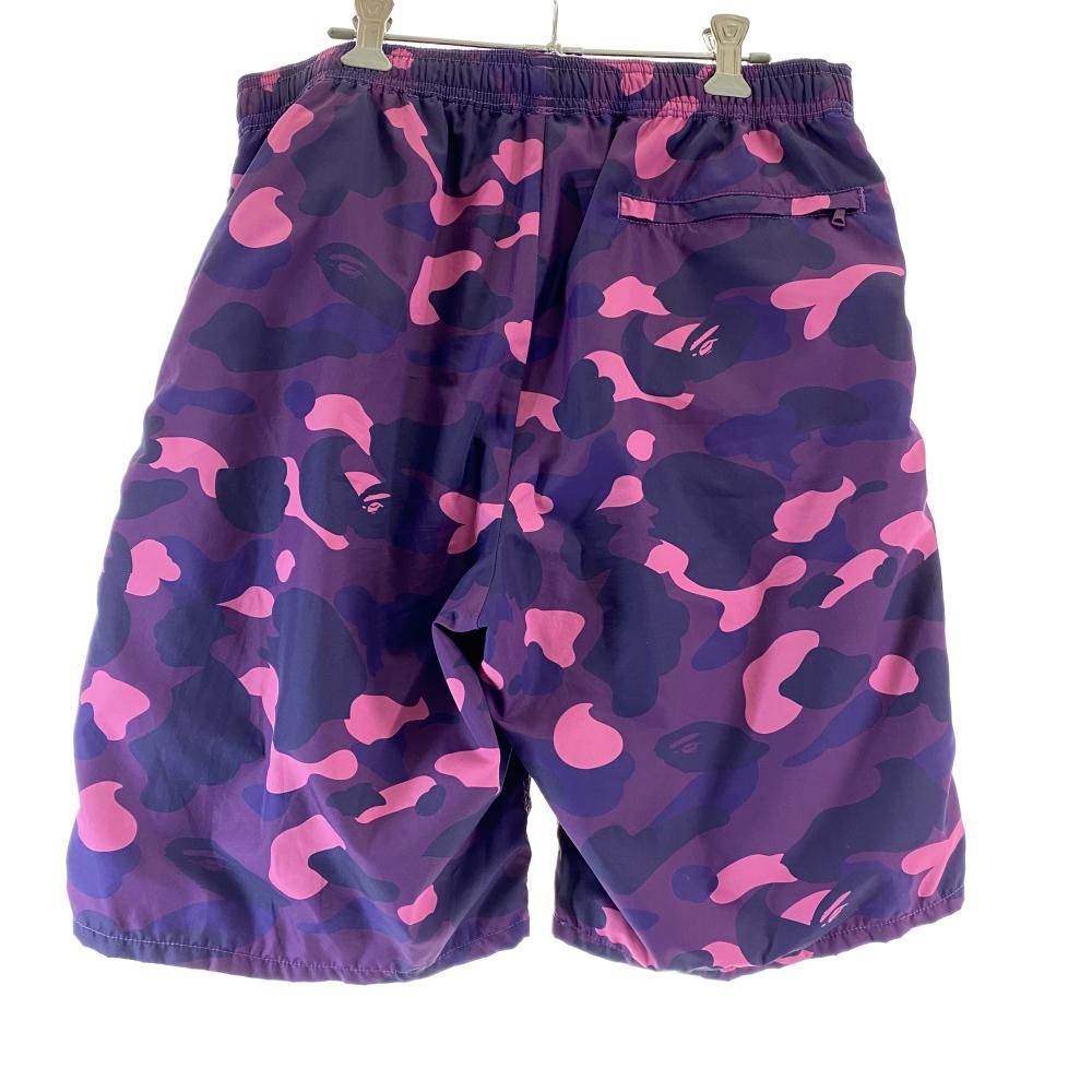 中古】A BATHING APE シャークナイロンハーフパンツ サイズXL パープル