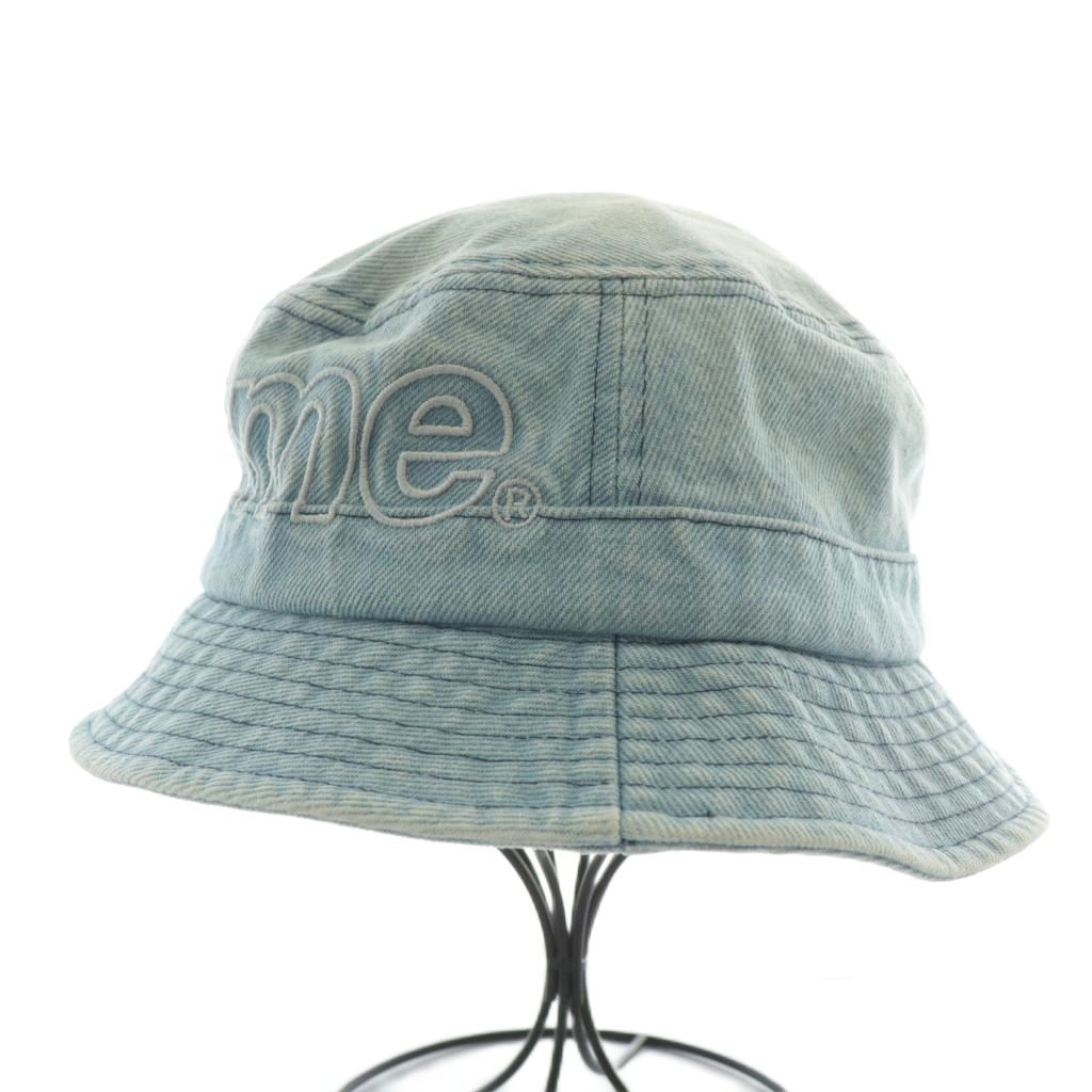 【中古】SUPREME 23SS Outline Crusher Denim Hat 帽子 バケットハット バケハ デニム キャンバス ロゴ 刺繍 M/L 青 シュプリーム SUPREME 23SS Outline Crusher Denim Hat 帽子 バケット